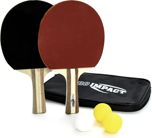 Juego de ping-pong, 2 paletas de madera profesionales, 3 pelotas de tenis de mesa y estuche de transporte, kit de raqueta para interiores y