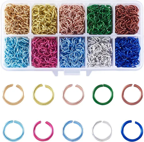 Miniatura 7 de KISSITTY 5050 anillos de aluminio de 0.236 pulgadas para manualidades, 10 colores, anillos abiertos, anillos de salto abiertos de 20 conectores