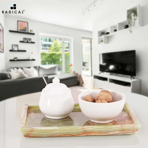 Miniatura 4 de Radicaln Bandeja rectangular de mármol de 12 pulgadas hecha a mano verde para decoración de cocina, bandeja ideal para baño y mesa auxiliar, plato