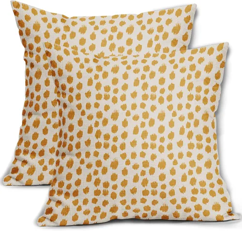 Miniatura 55 de Fundas de almohada marrón y blancas de 18 x 18 pulgadas, juego de 2 almohadas boho grises con lunares, fundas de almohada modernas estampadas