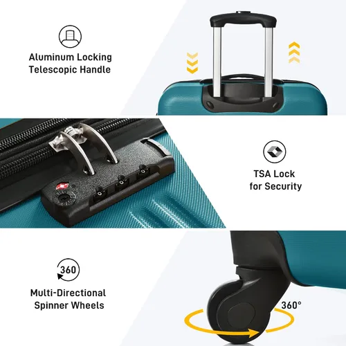 Miniatura 449 de Merax Juegos de equipaje de mano en maleta aprobada por aerolíneas, estuche rígido con ruedas giratorias expandibles, Negro