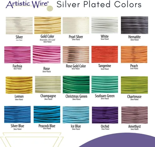 Miniatura 4 de Artistic Wire, alambre para manualidades de calibre 22 bañado en plata, resistente a las manchas, color cobre, blanco, 9,1 m