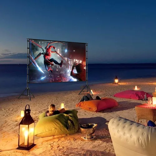 Miniatura 6 de TOWOND - Pantalla de proyección y soporte de 120 pulgadas, pantalla de proyección al aire libre, pantalla de película plegable portátil de 16:9 4K