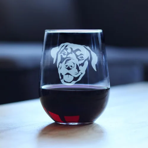Miniatura 4 de Happy Rottweiler - Copa de vino sin tallo, bonitos regalos para perros con temática de Rottweiler y decoración de fiesta para mujeres y hombres