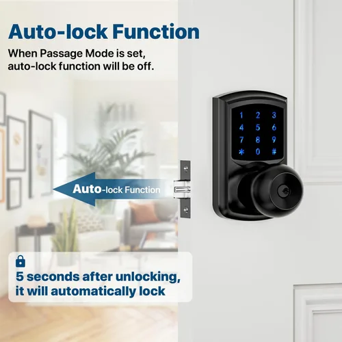 Miniatura 7 de Hidalife Cerradura de puerta de entrada sin llave con código, cerradura de puerta con teclado con asa, cerradura digital de pantalla táctil
