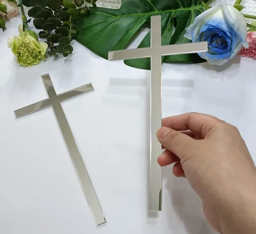 Miniatura 15 de 12 dijes para tartas de cruz, decoración de bautizo para tartas, confirmación de bautismo de acrílico delgado, decoración de pastel de cruz acrílica
