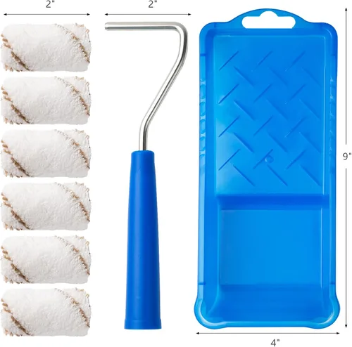 Miniatura 9 de Kit de rodillos de pintura Mister Rui, paquete de 9, cubiertas de rodillo de pintura de microfibra de 2 pulgadas, rodillos de pintura pequeños
