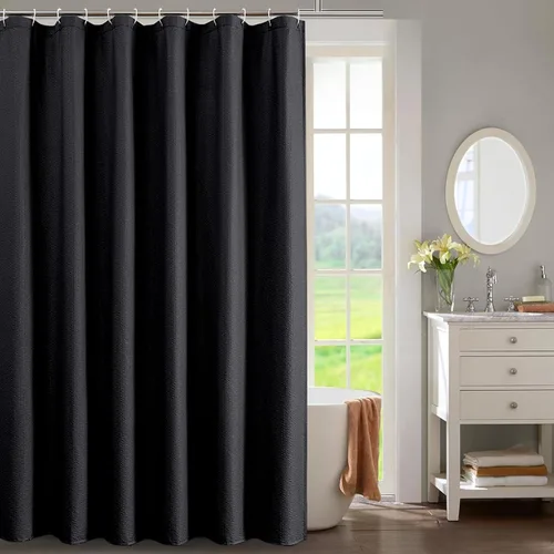 Miniatura 47 de OWENIE Cortina de ducha blanca para baño, 96 pulgadas, extra larga, elegante cortina de ducha de tela texturizada en relieve 3D, repelente al agua