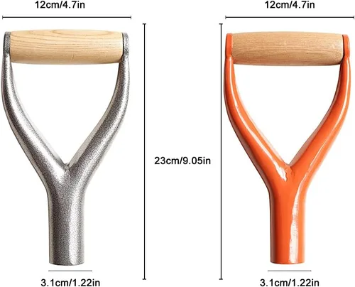 Miniatura 8 de SYCOOVEN Mango de agarre en D, mango de repuesto de pala de metal con mango de pala de agarre de madera para herramienta de rastrillo de excavación