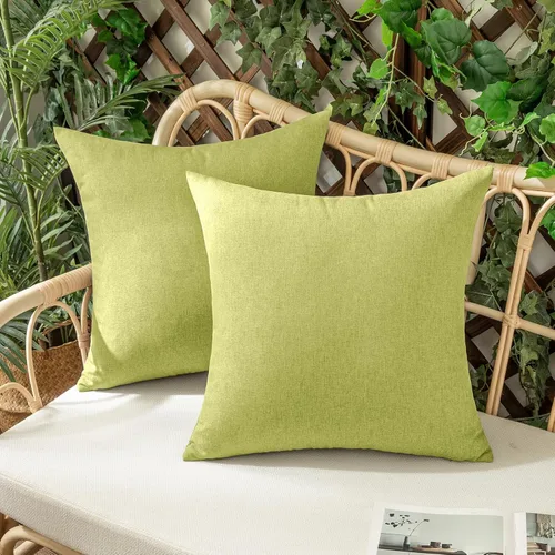 Miniatura 48 de Juego de 2 fundas para cojines de exterior, impermeables, decorativas, de lino, para casa de campo, fundas sólidas para cojines para tienda