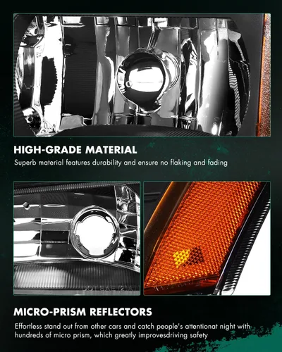 Miniatura 7 de SCITOO Faros delanteros para Chevy Silverado 1500/3500 2007-2013, para Silverado 2500 2007-2014, carcasa cromada, reflector ámbar, lente