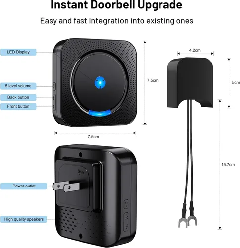Miniatura 4 de Extensor receptor de timbre inalámbrico para timbre de video Blink - Compatible con timbre de video Blink - actualizado alto y claro