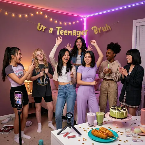 Miniatura 8 de Sterling James Co. Cartel de Ur a Teenager Bruh con purpurina dorada preencordada – Divertidas decoraciones de cumpleaños de 13 años