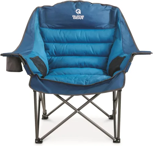 Miniatura 4 de Guide Gear Silla de campamento acolchada extragrande de gran tamaño, portátil, plegable, sillas grandes de descanso de campamento y playa para Azul