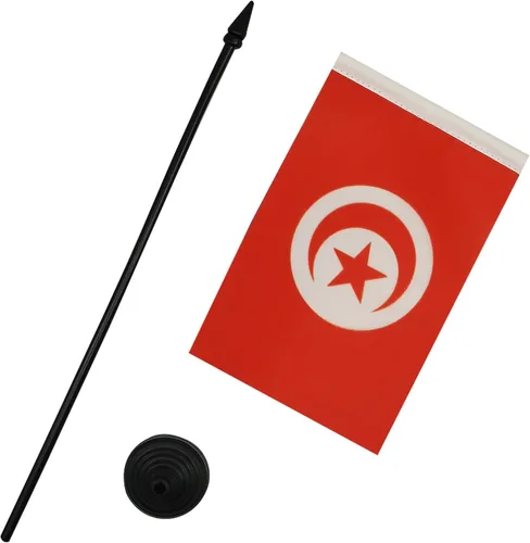 Miniatura 286 de AZ FLAG Sierra Leone Bandera de mesa 5'' x 8'' - Bandera de escritorio de Sierra Leona 21 x 14 cm - Bastón y base de plástico negro