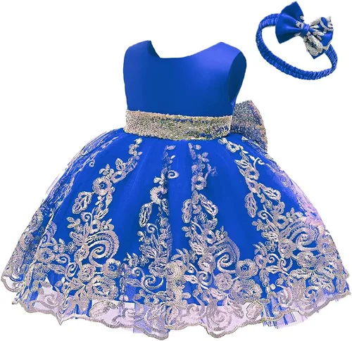 Miniatura 49 de CMMCHAAH - Vestidos de encaje para concursos de niñas bebés de 0-6 años, vestido formal para fiestas con diadema
