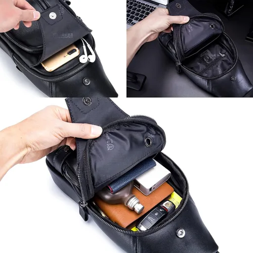 Miniatura 63 de LUKZIJAES Bolso bandolera de cuero genuino para hombre