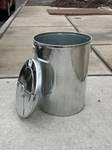 Miniatura 6 de Plexon Bote de basura de 20 galones con tapa, pregalvanizado, bote de basura de metal, gris, PL-20-1PK