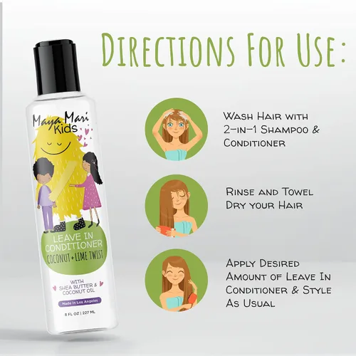 Miniatura 7 de MAYA MARI Curly Hair Kids Ultimate Curls Set incluye champú y acondicionador 2 en 1, y acondicionador sin enjuague, aroma a coco