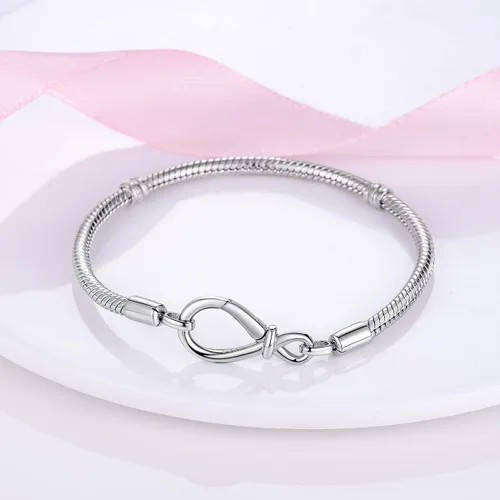 Miniatura 4 de Parmuz Charm Bracelet For Woman 925 Sterling Silver Basic heart clasp Iconic Moments Snake Chain Bracelet Gift for Teen Girls Men Mother Daughter