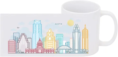 Miniatura 3 de Vastigo Taza de café Austin – Taza de cerámica de recuerdo de 11 onzas con caja de regalo – Taza de viaje City Skyline – Apto para lavavajillas