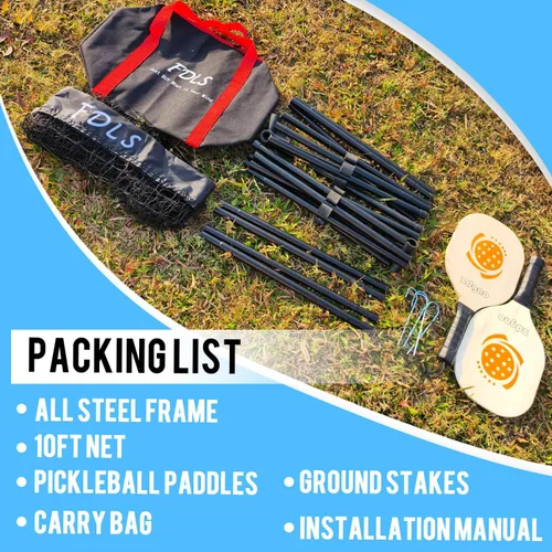 Miniatura 6 de FDLS - Red de bádminton y pickleball portátil de 10 pies con bolsa de transporte para interior y exterior Altura ajustable Fácil de montar