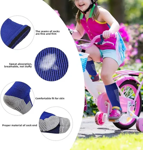 Miniatura 4 de Calcetines deportivos de fútbol para niños 2 pares de calcetines altos hasta la rodilla para niños y niñas talla de zapato 3-65 edades de 6-12 años