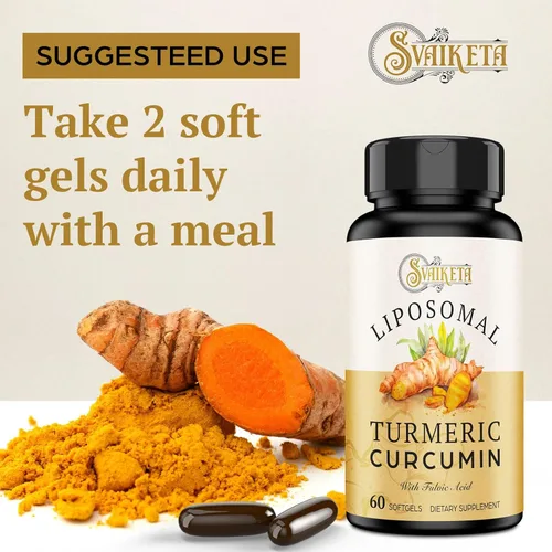 Miniatura 4 de Suplemento de Cúrcuma Curcumina Liposomal 2000mg, Extracto de Curcuminoides Estandarizado al 95% y Polvo de Raíz Orgánica con Piperina de Pimienta