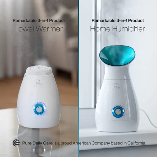 Miniatura 6 de Pure Daily Care NanoSteamer Grande 3 en 1 Vaporizador Facial Nano Iónico con Control Preciso de Temperatura - Humidificador - Desobstruye los Poros