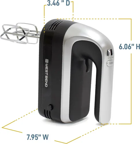 Miniatura 6 de West Bend Batidora de mano Plus con accesorio de licuadora de inmersión, 6 opciones de velocidad con mango ergonómico y estuche de almacenamiento a