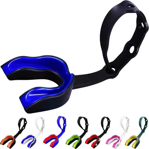 Miniatura 20 de Oral Mart - Protector bucal deportivo con correa para fútbol, lacrosse, hockey sobre hielo, taekwondo