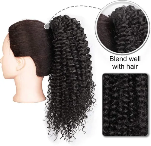 Miniatura 3 de Pelo Chignon - Cola de caballo rizada brasileña, cabello real de 10 a 28 pulgadas con cordón para el cabello, extensión de cola de caballo