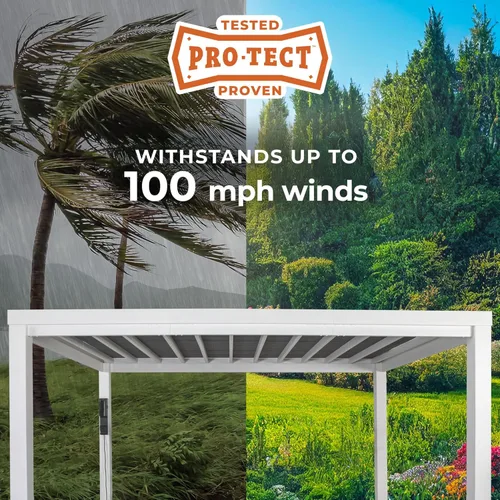 Miniatura 4 de Backyard Discovery Windham - Kit moderno de pérgola de acero galvanizado de 14 x 10 pies con toldo tipo vela, durabilidad para todas las estaciones