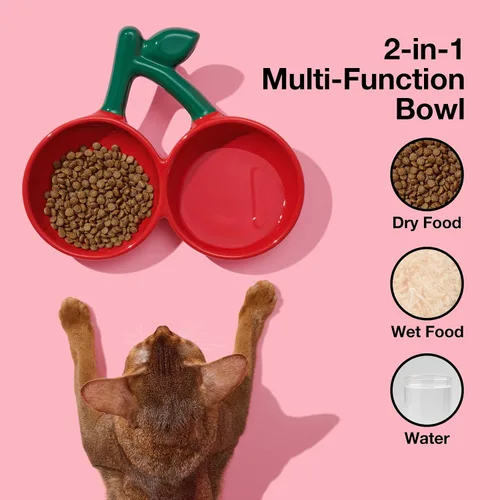 Miniatura 3 de VETRESKA Cuenco de cerámica para mascotas, diseño inclinado, comedero para mascotas para alimentos y agua, cuencos antivómitos para gatos