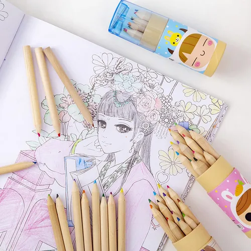 Miniatura 6 de Tergy - 20 paquetes de lápices de colores mini con sacapuntas en tubo, lápices de dibujo portátiles de arte de dibujos animados para niños de 3 años