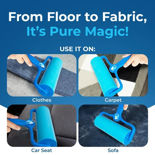Miniatura 5 de PetLovers EzRoll - Rodillo de pelusa reutilizable – Adhesivo para toda la vida y removedor multiusos de pelo, polvo y pelusa de mascotas, para ropa