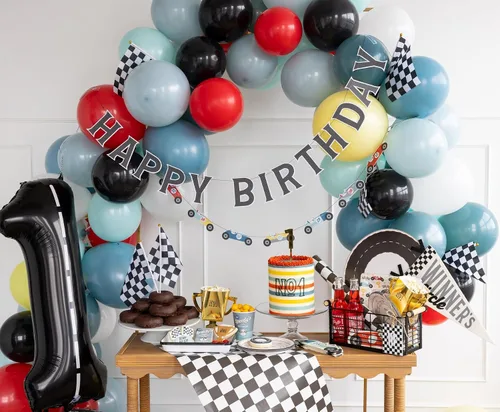 Miniatura 6 de Vintage Racing Cars Birthday Banner Set 2ct