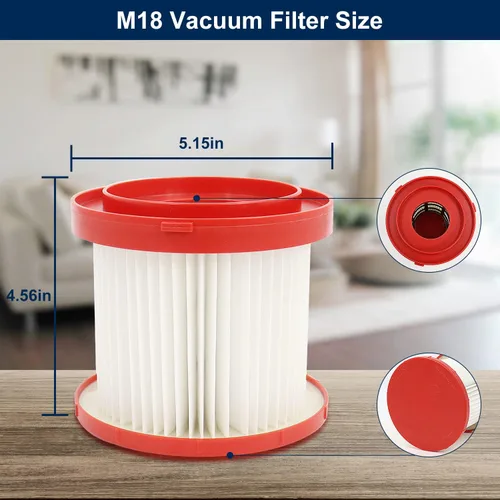 Miniatura 3 de Filtro de aspiradora Kaulolado 49-90-1900 para Milwaukee, compatible con aspiradora sin cable Milwaukee M18 0780-20 0880-20, paquete de 2 filtros