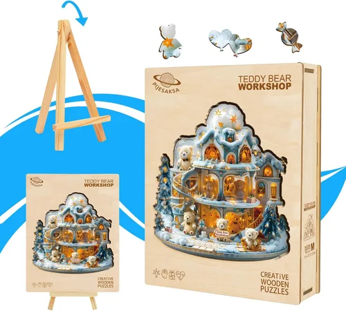 Miniatura 8 de Rompecabezas de madera para adultos, taller de oso de peluche, rompecabezas de madera para adultos, rompecabezas de madera de forma única, regalos