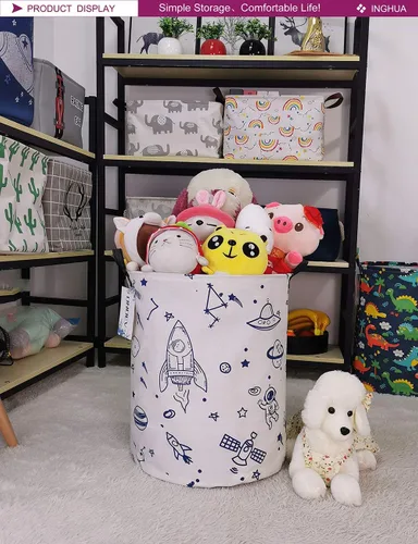 Miniatura 3 de Cesta de ropa sucia grande de tela de lona ligera, cesta de almacenamiento/organizador de juguetes/ropa sucia, plegable, impermeable, para Naves