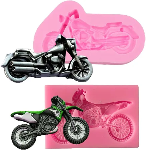 Cestony Moldes de silicona para motocicleta para bricolaje, pasteles, fondant, galletas, jabón, pudín de azúcar, chocolate, caramelos duros,