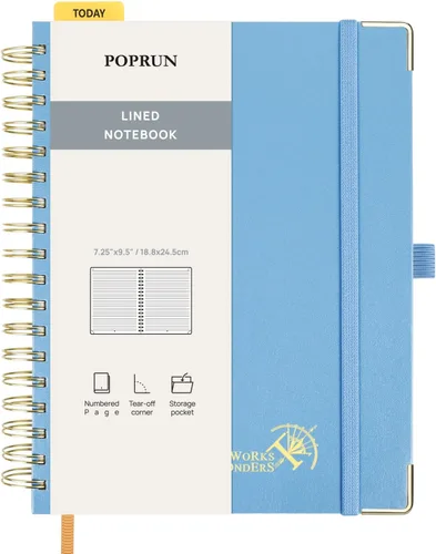 Miniatura 10 de POPRUN Lined Spiral Journal Notebook for Women & Men, 7-1/4" x 9-1/2", 220 Numbered Pages, College Ruled Hardcover Notebook for Work, Journals for