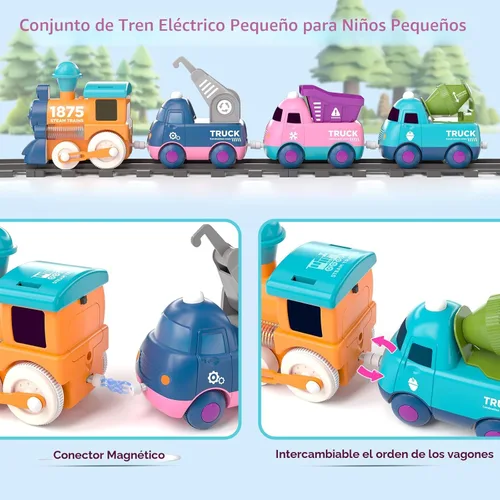 Miniatura 5 de Juego de tren para niños pequeños, juguete de tren eléctrico para niños de 3 a 5 años, juego de trenes de Navidad para niños de 4 a 8 años