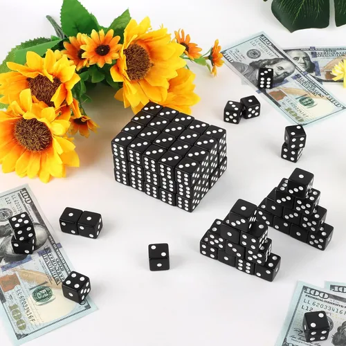 Miniatura 6 de Juego de 100 dados de casino estándar de 0.631 pulgadas, juego de dados acrílicos a granel de 6 caras para actividades de mesa, juegos temáticos