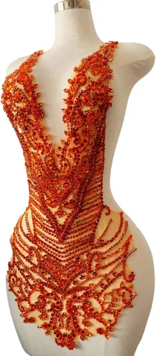 Miniatura 3 de Apliques de diamantes de imitación hechos a mano para coser en cuentas, parches de recorte, accesorios para vestido de novia, parche de encaje