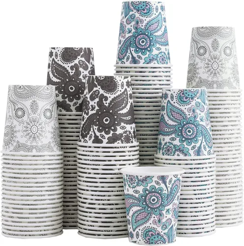 Clawsoff [Paquete de 300] Tazas de papel mini de 5 oz, tazas pequeñas de enjuague bucal de 5 oz, tazas desechables de baño, tazas de papel para café