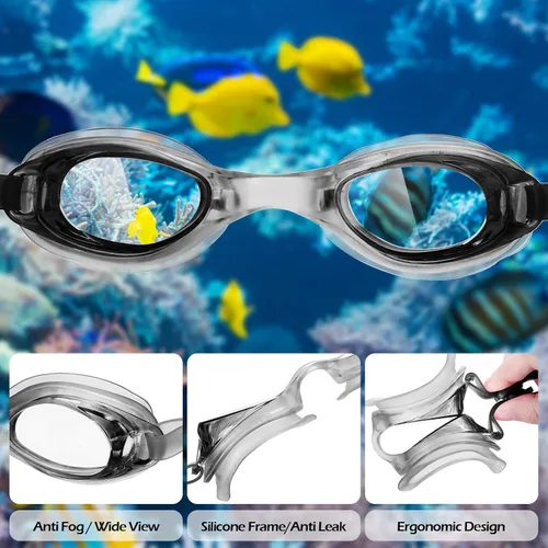 Miniatura 3 de Konohan Paquete de 15 gafas de natación de verano, unisex, de silicona, anti niebla, lentes transparentes para adultos, hombres, mujeres y niños