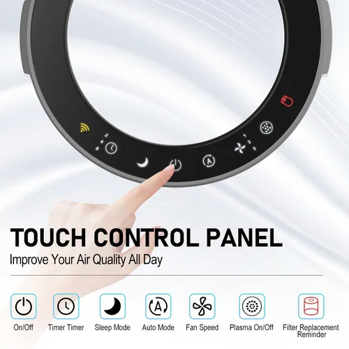Miniatura 7 de DH Lifelabs Purificador de aire para el hogar, purificador de aire ionizador para alergias, filtro purificador de aire HEPA elimina el olor