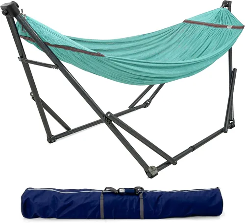 Miniatura 20 de Tranquillo Unity - Soporte de hamaca ajustable, plegable, para camping, con soporte, capacidad de 800 lbs, soporte de hamaca doble de acero para 2