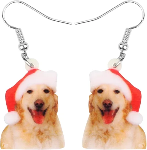 NEWEI Lindos aretes de Navidad para perro, joyería colgante para niñas y mujeres, Acrílico, No es una piedra preciosa
